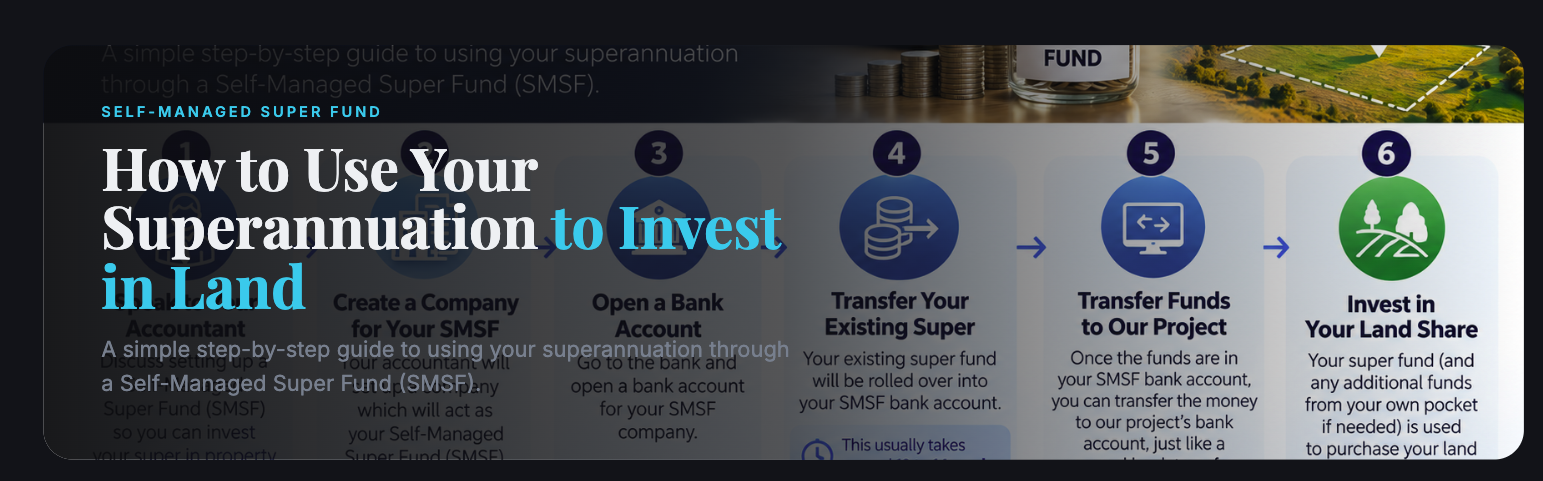 How to use your superannuation to invest in land — 6 step infographic