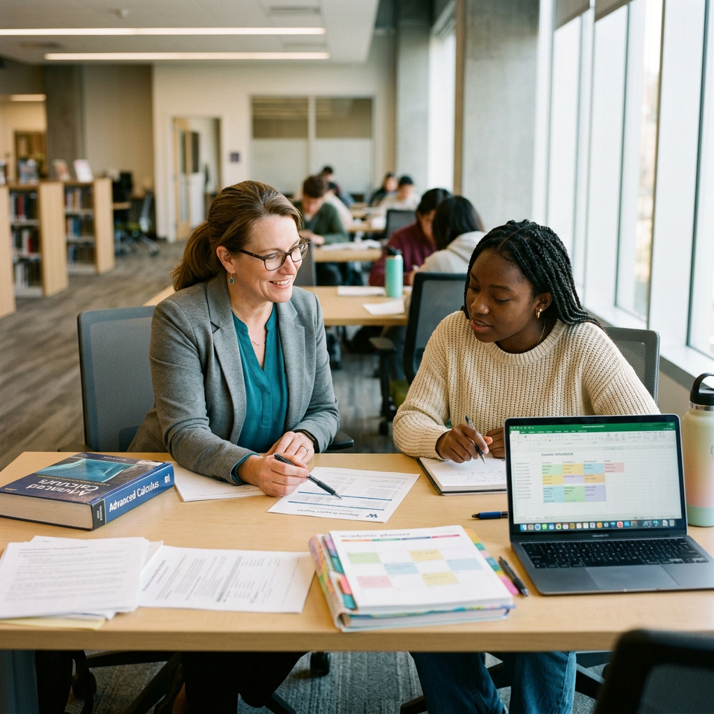Academic advisor working with a student