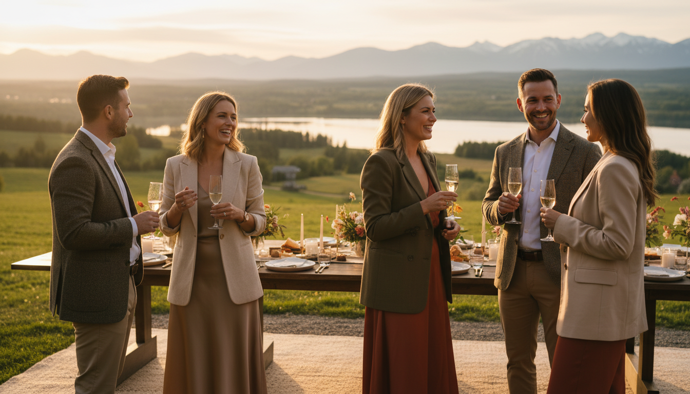 Bearspaw Chamber networking event at sunset
