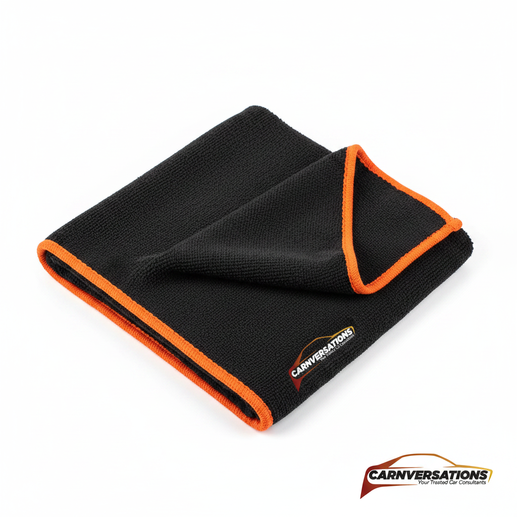 Carnversations Microfibre Detailing Towel - Black/Orange