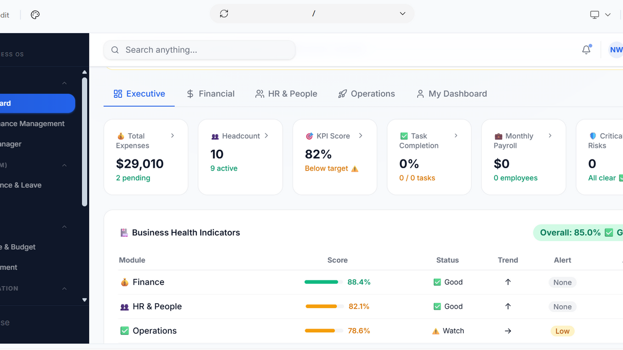 NEO Business Operation System template preview