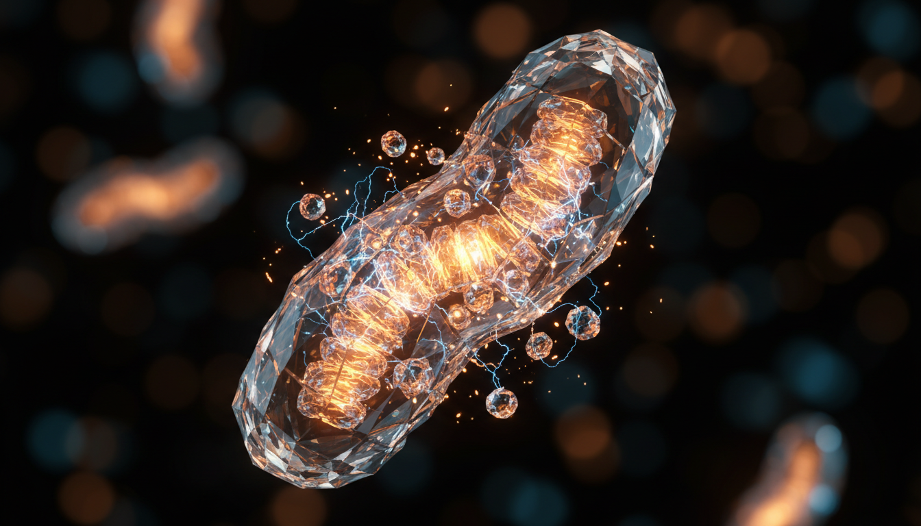 Estructura cristalina de mitocondria con energía interna