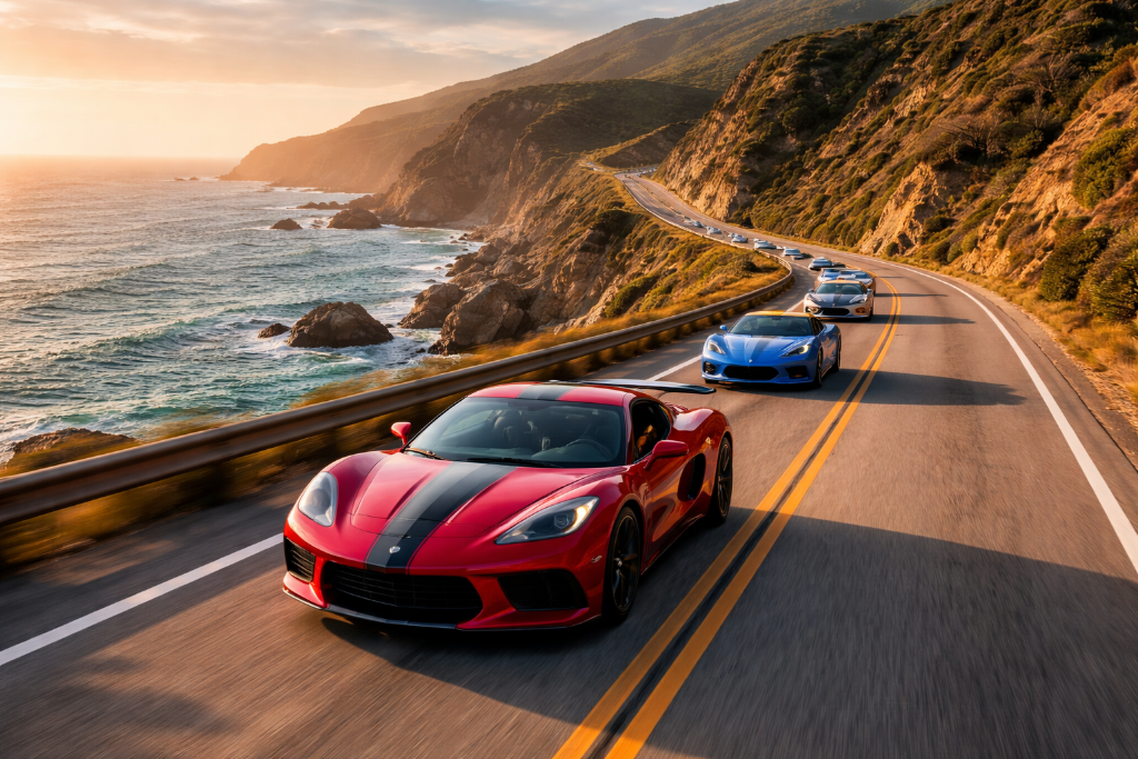 Corvettes on the road