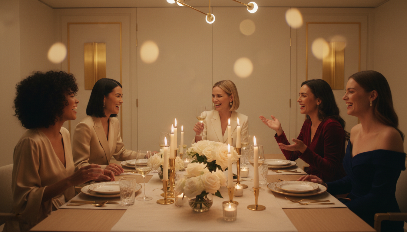 Women gathered at an elegant dinner