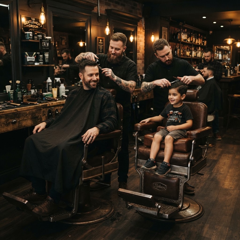 Father and Son haircut at King Barbers