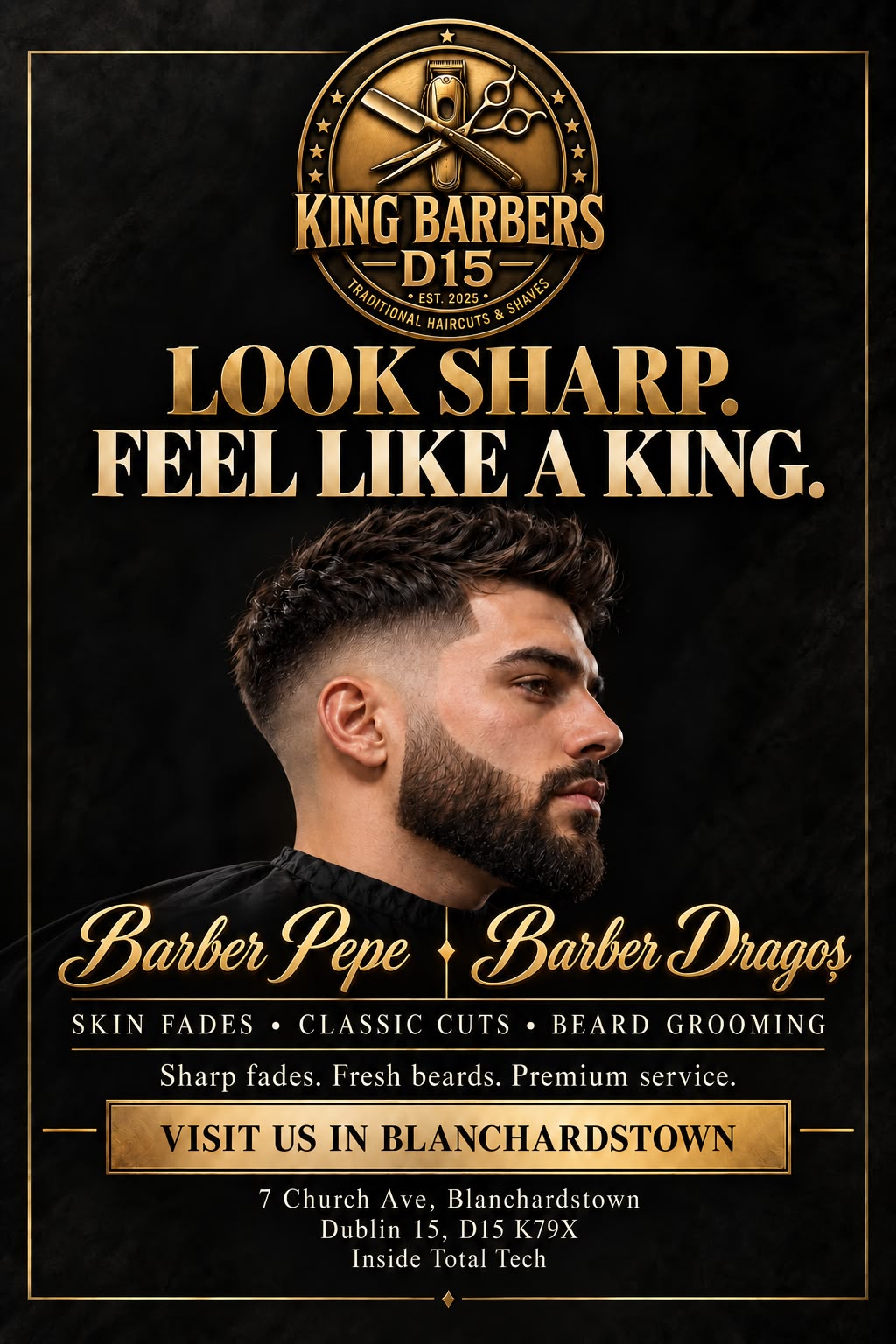 King Barbers D15 — Look Sharp. Feel Like a King. Barber Pepe & Barber Dragoș