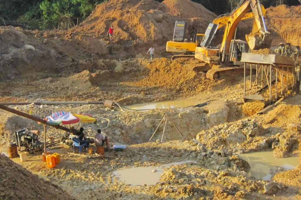 Heavy excavation machinery at a responsible gold mining operation