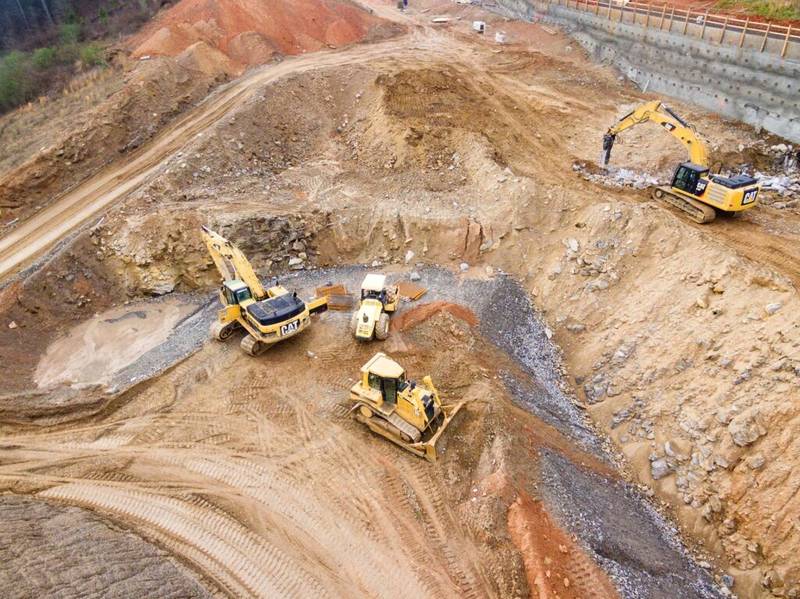 Active gold mining quarry operations