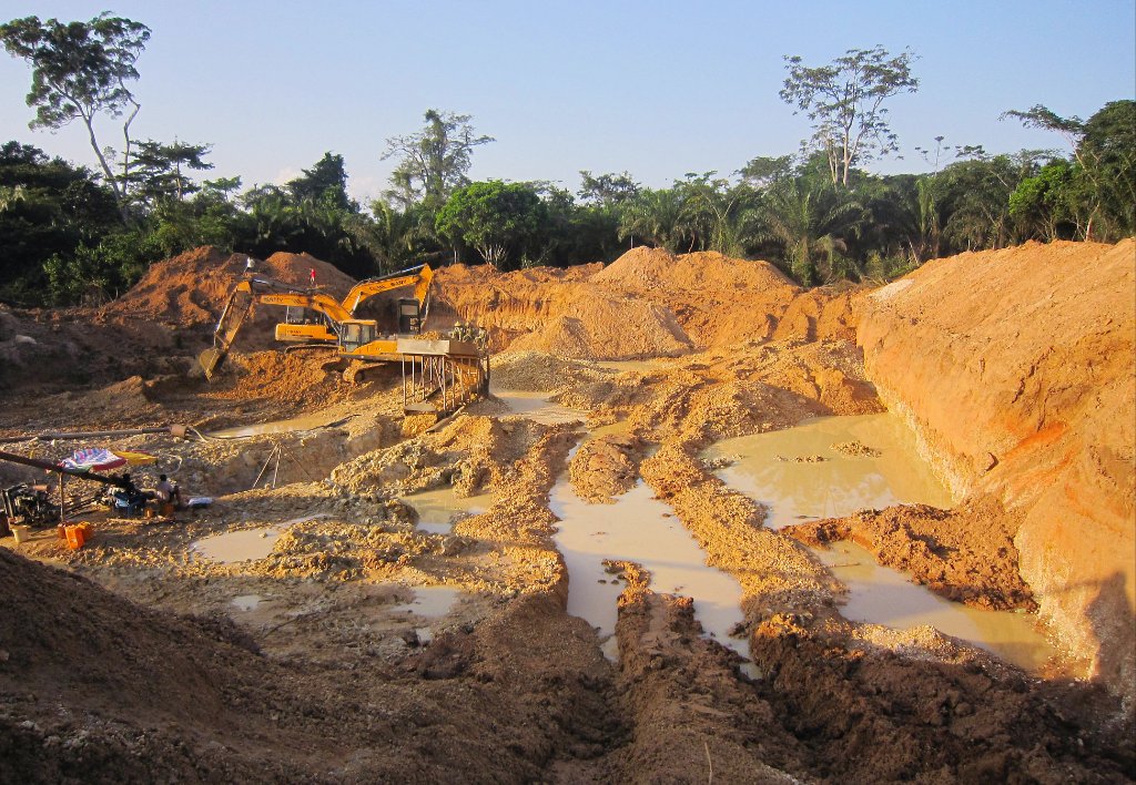Mining settlement and workings in the Mubende Gold Belt, Uganda