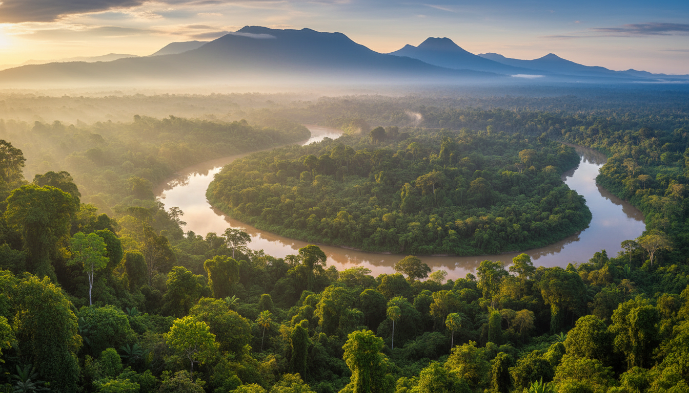 Gold mining landscape in Democratic Republic of Congo