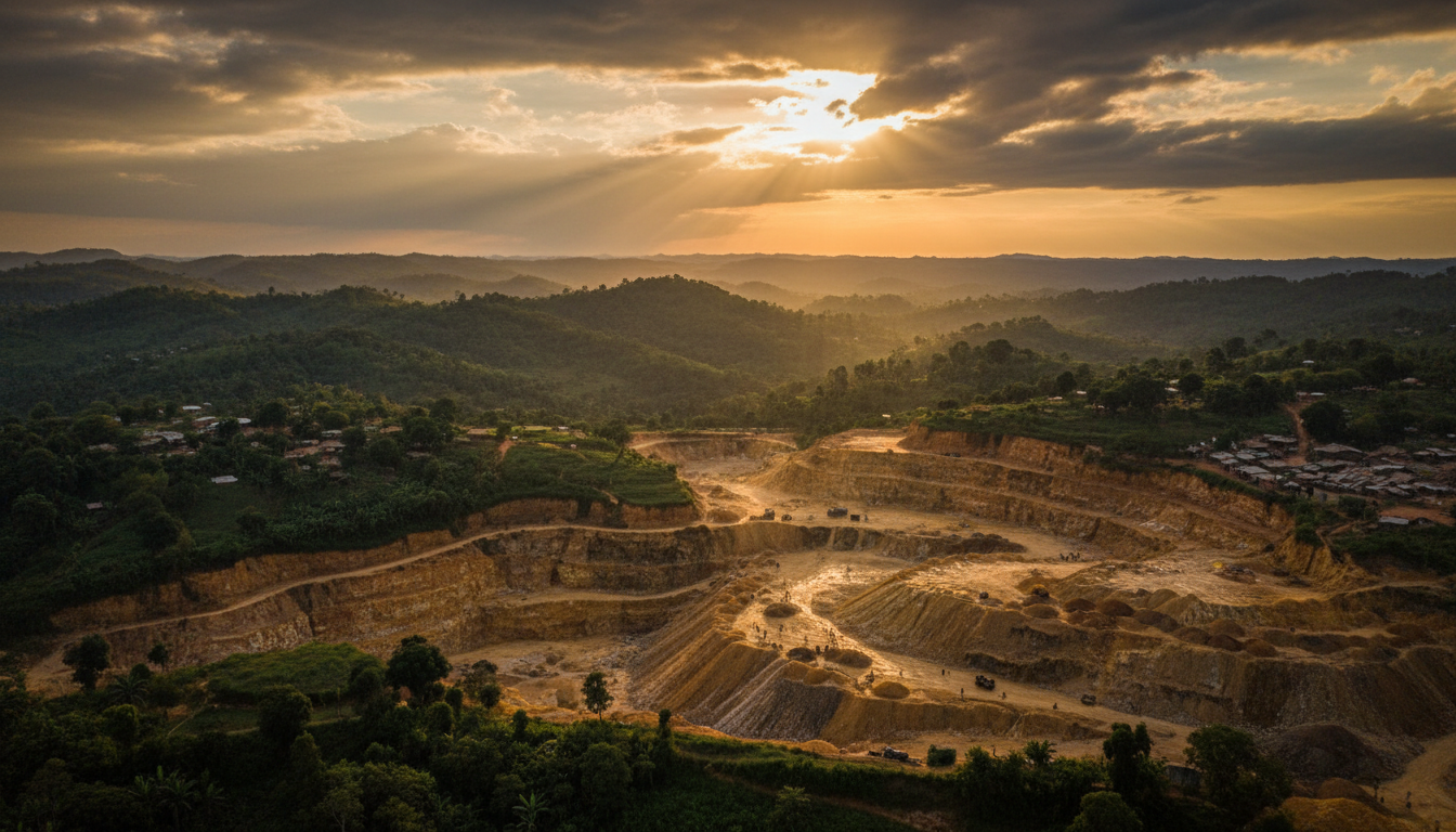 Gold mining landscape in Republic of Uganda
