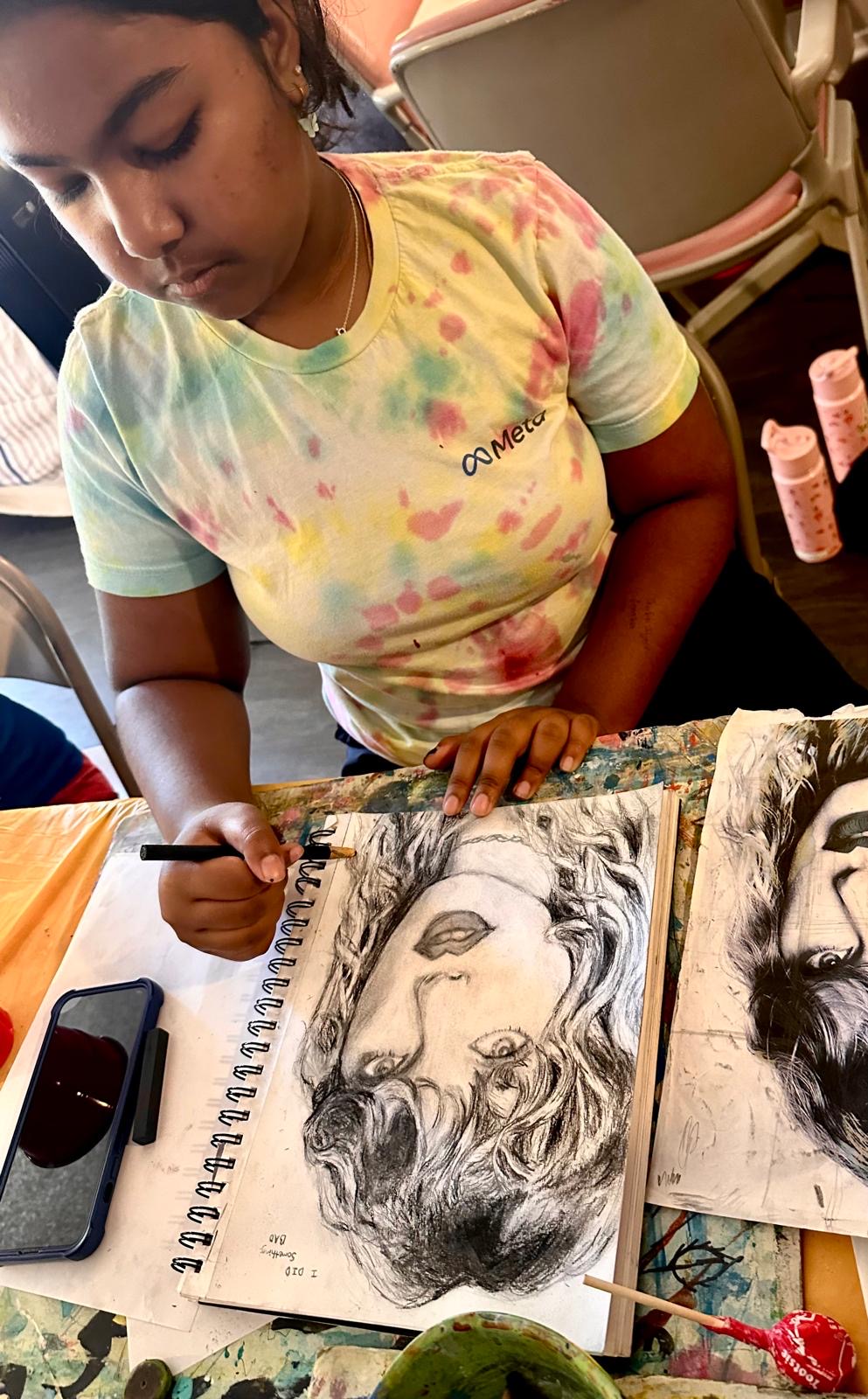 Working on Taylor's portrait