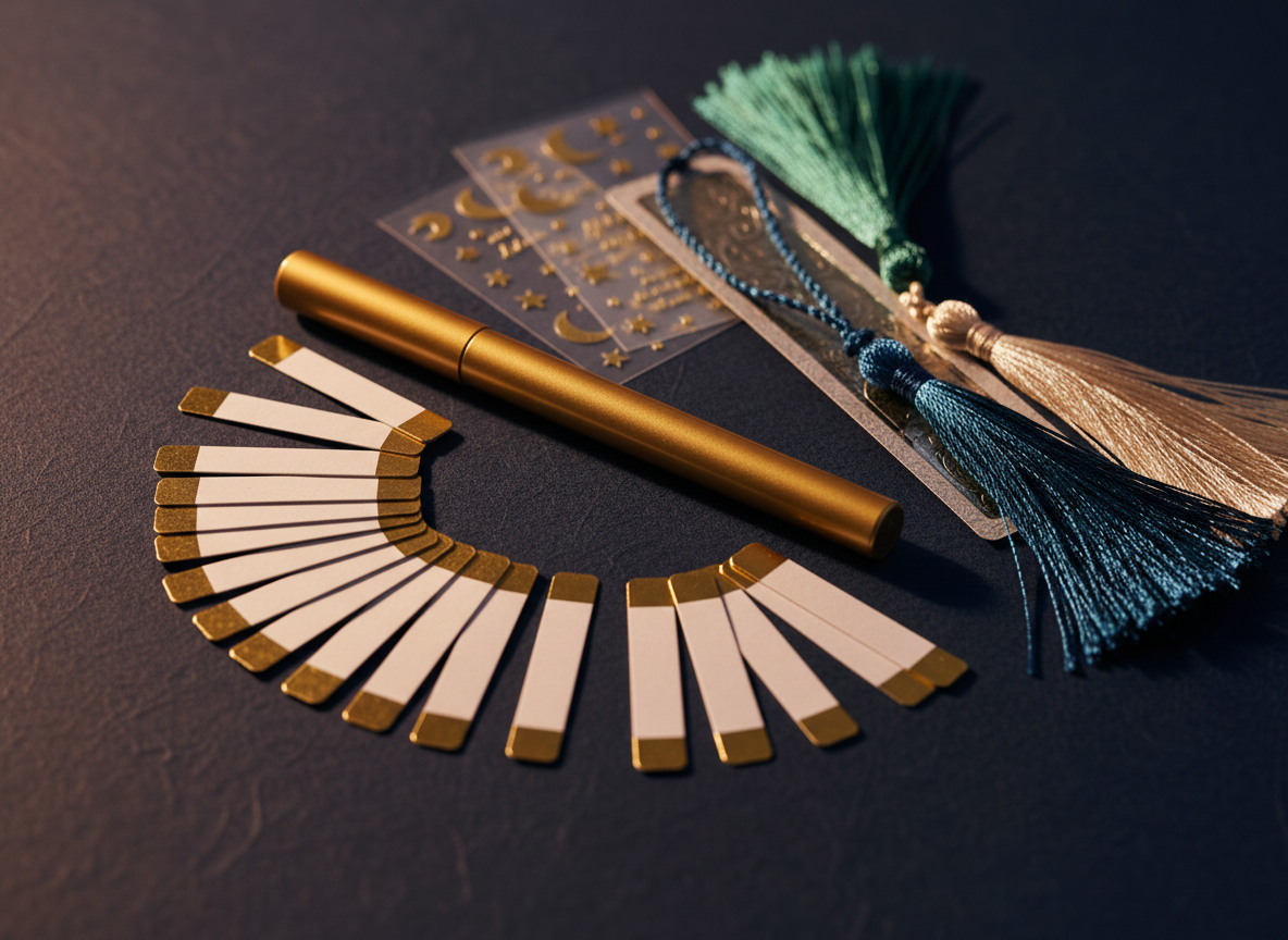 Book reading accessories arranged artistically