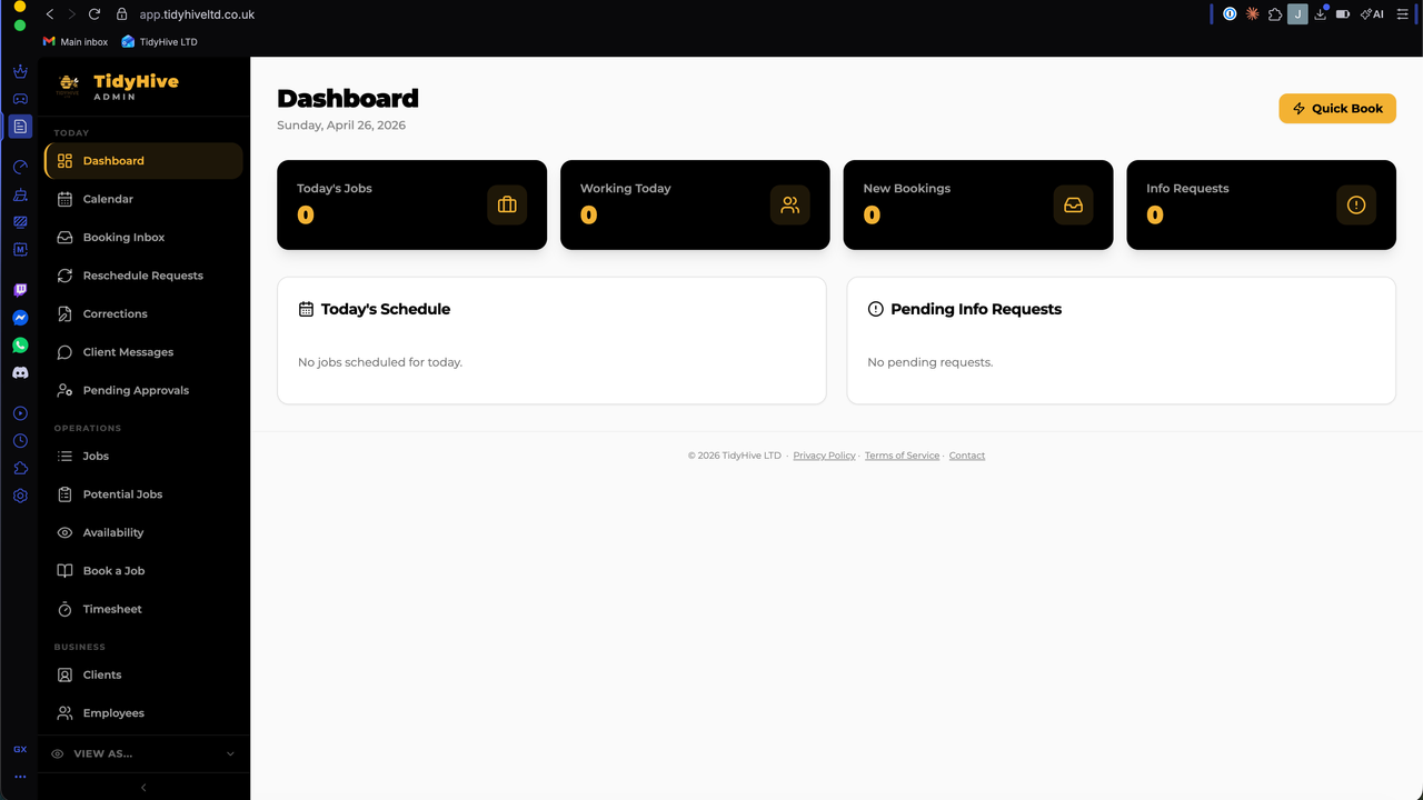 TidyHive Work Mangager template preview