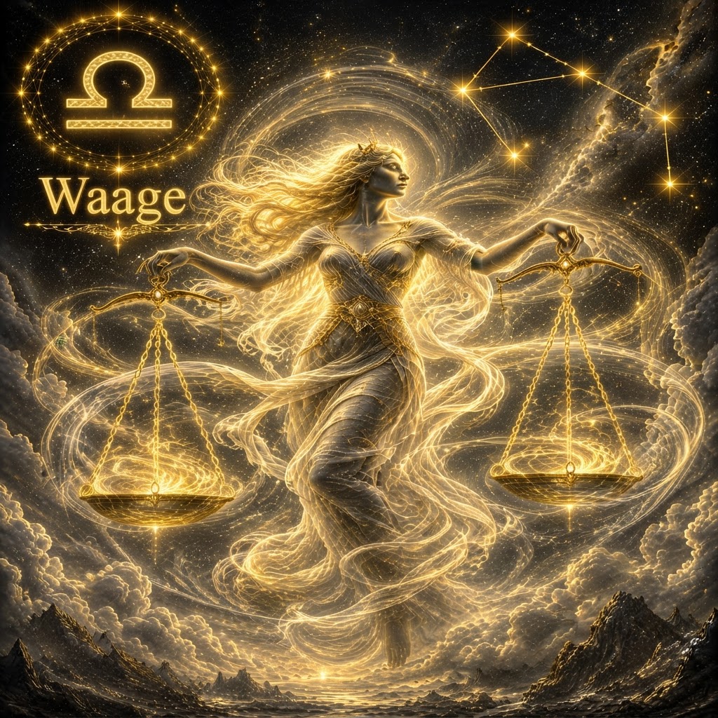 Waage – Sternbild-Illustration im Hochformat