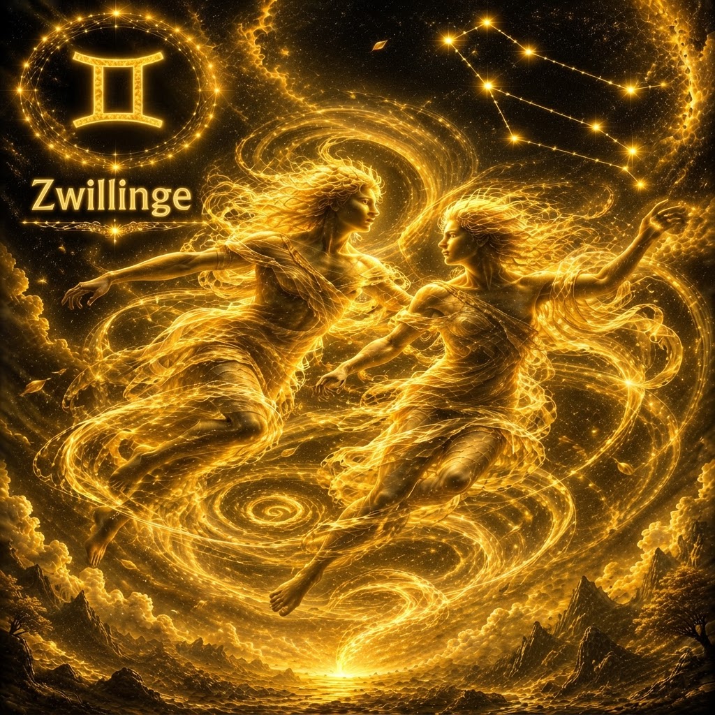 Zwillinge – Sternbild-Illustration im Hochformat