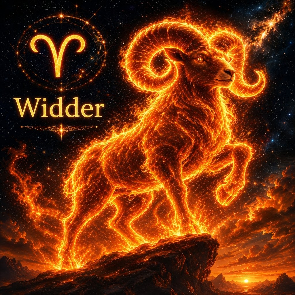 Widder – Sternbild-Illustration im Hochformat