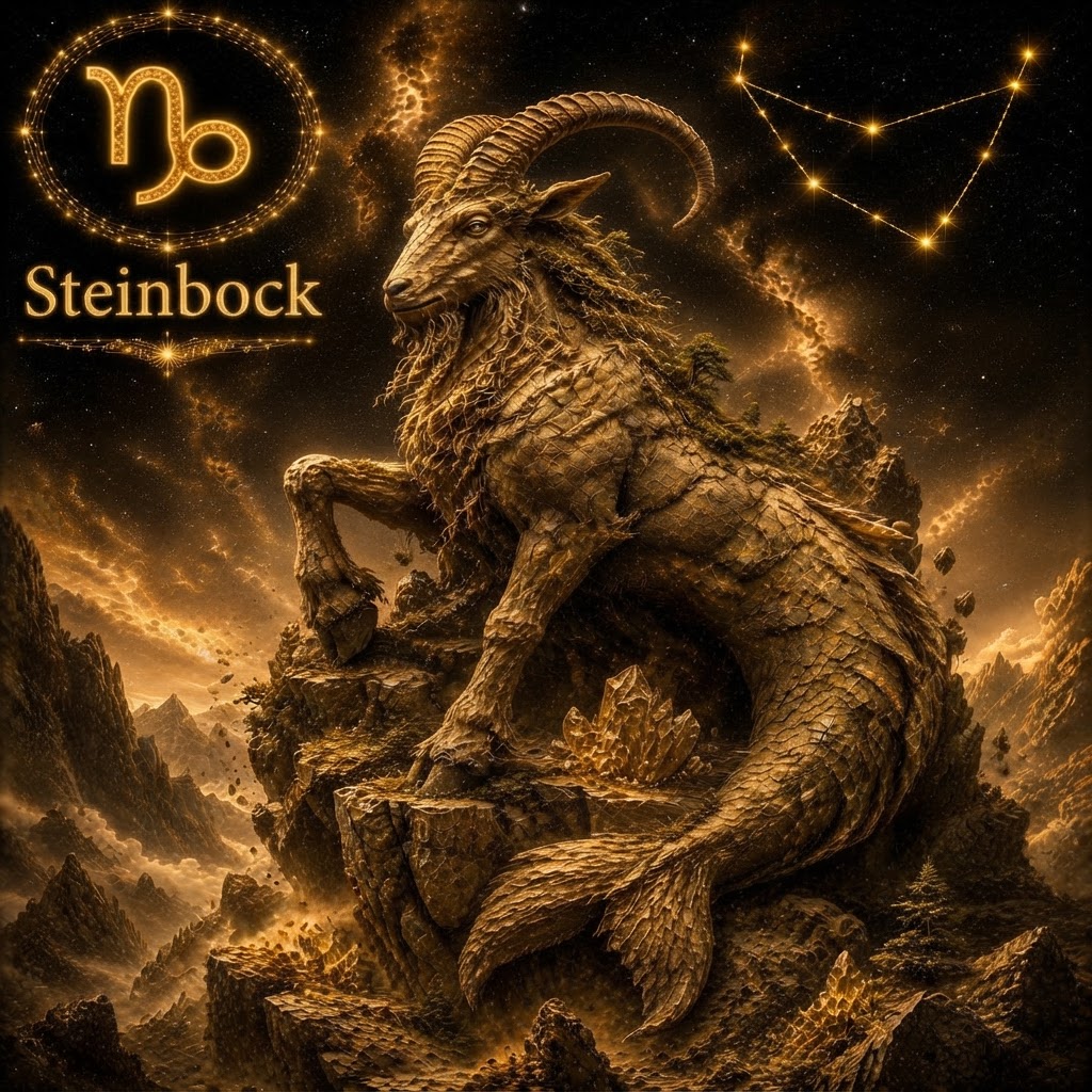 Steinbock – Sternbild-Illustration im Hochformat