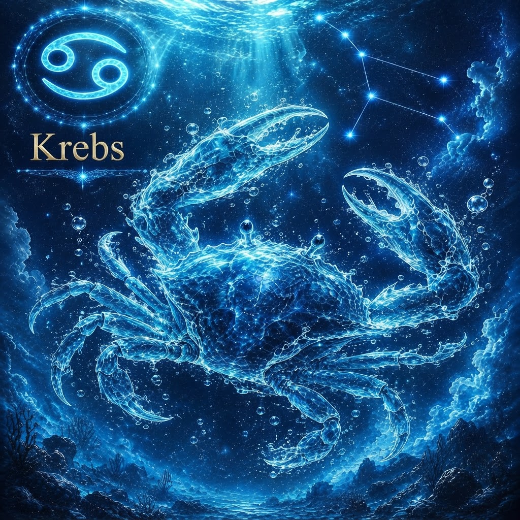 Krebs – Sternbild-Illustration im Hochformat