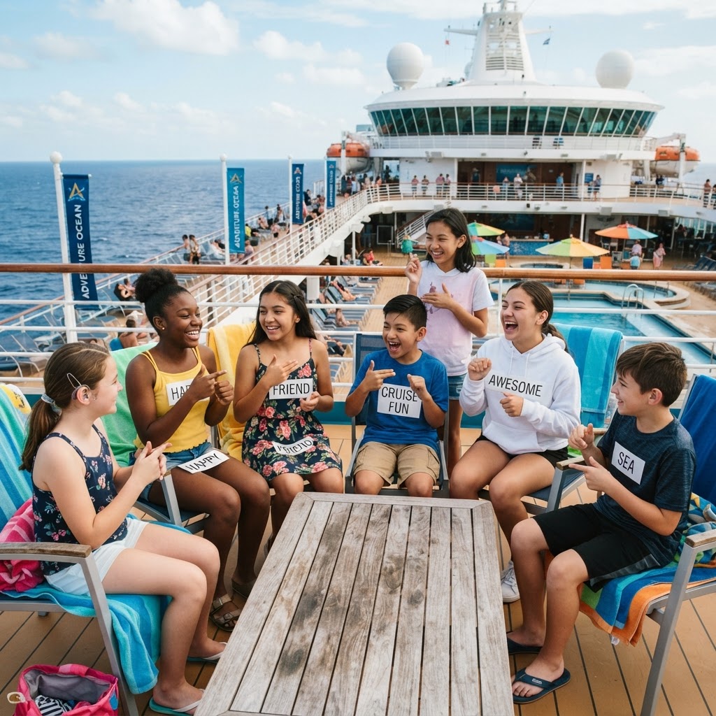KODA kids using sign language on the ship