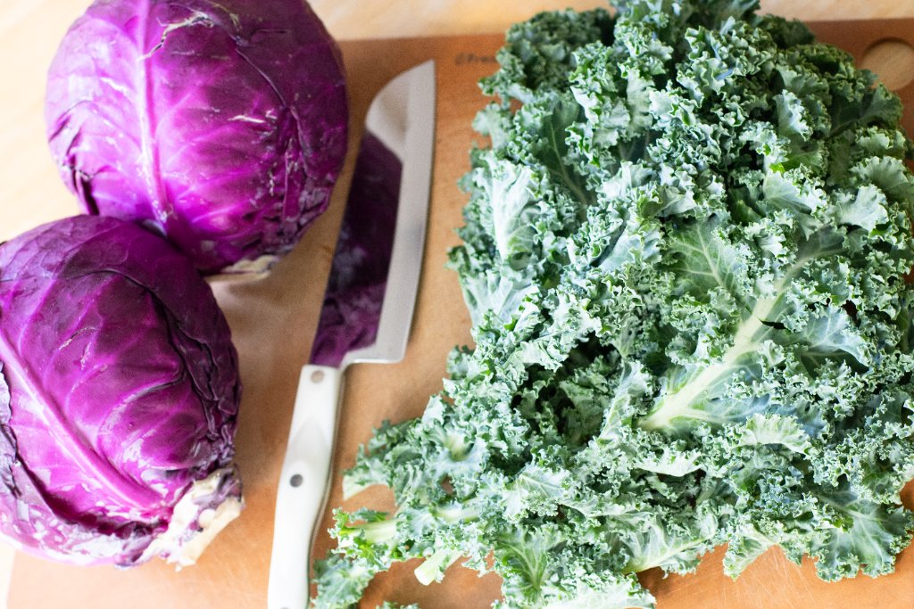 Fresh produce on a cutting board
