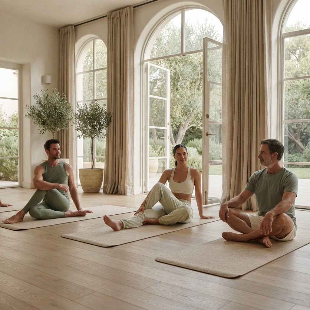 Clase de pilates en un estudio luminoso