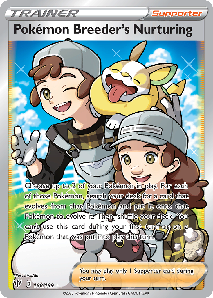 Pokémon Breeder's Nurturing #188 Darkness Ablaze Fa PSA 10