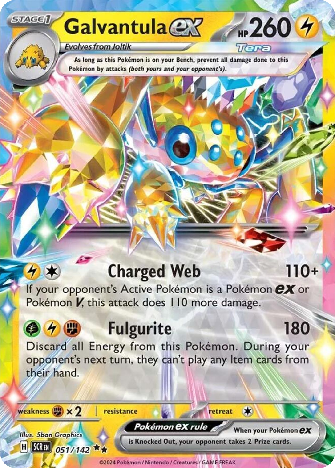 Pokémon TCG Galvantula ex 051/142 Stellar Crown Double Rare PSA 10