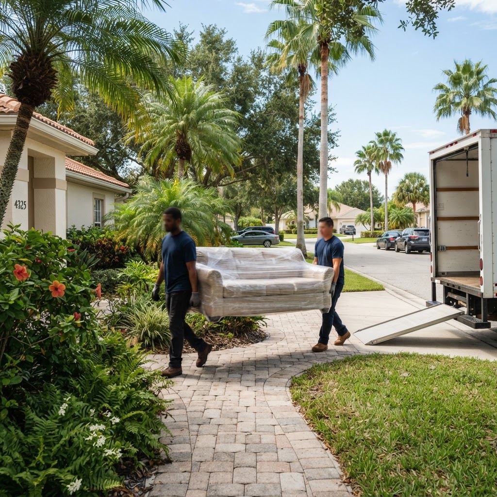 Local Moving in New Port Richey, Florida — promotional illustration of a moving crew at work