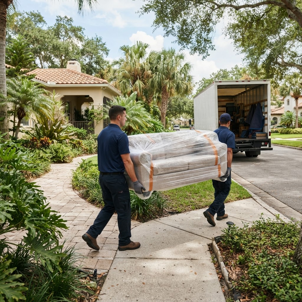 Local Moving in Tampa, Florida — promotional illustration of a moving crew at work