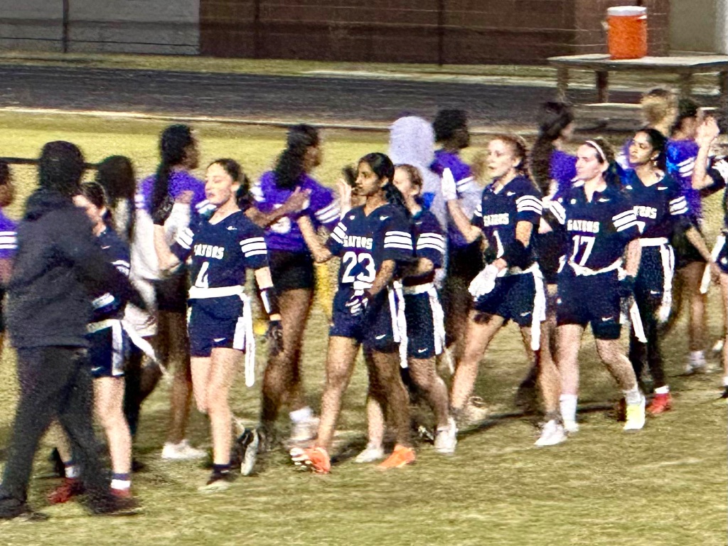 Post-game handshake line — sportsmanship on the field