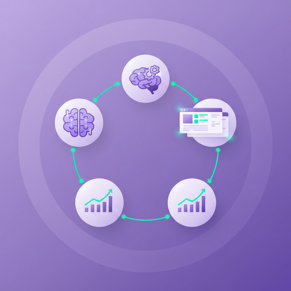 AI innovation engine with connected workflow nodes
