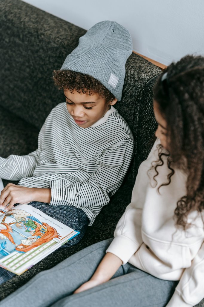 Child reading a book