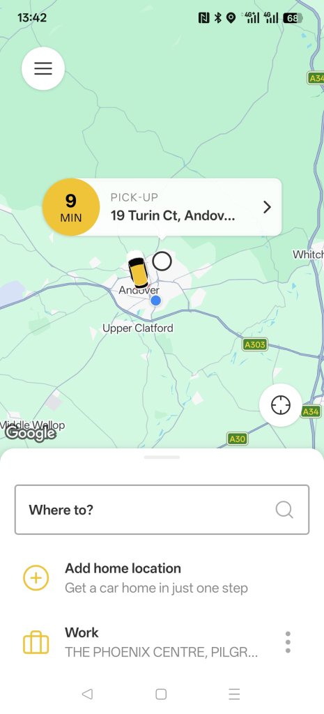 Home screen with location selection