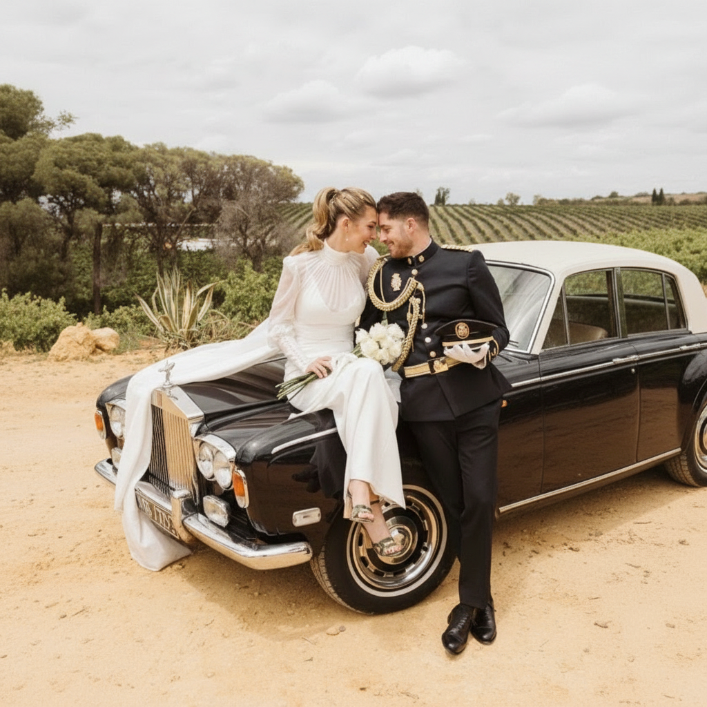 Pareja de novios en los jardines de la Abadía de Marol