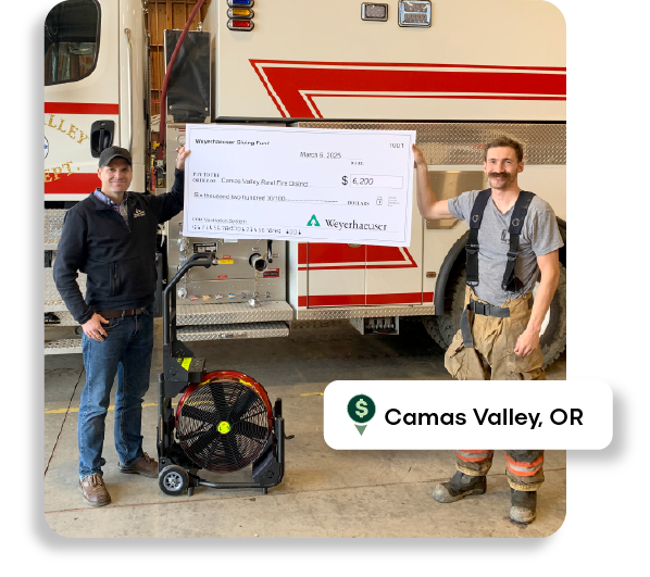 Camas Valley Fire District check presentation