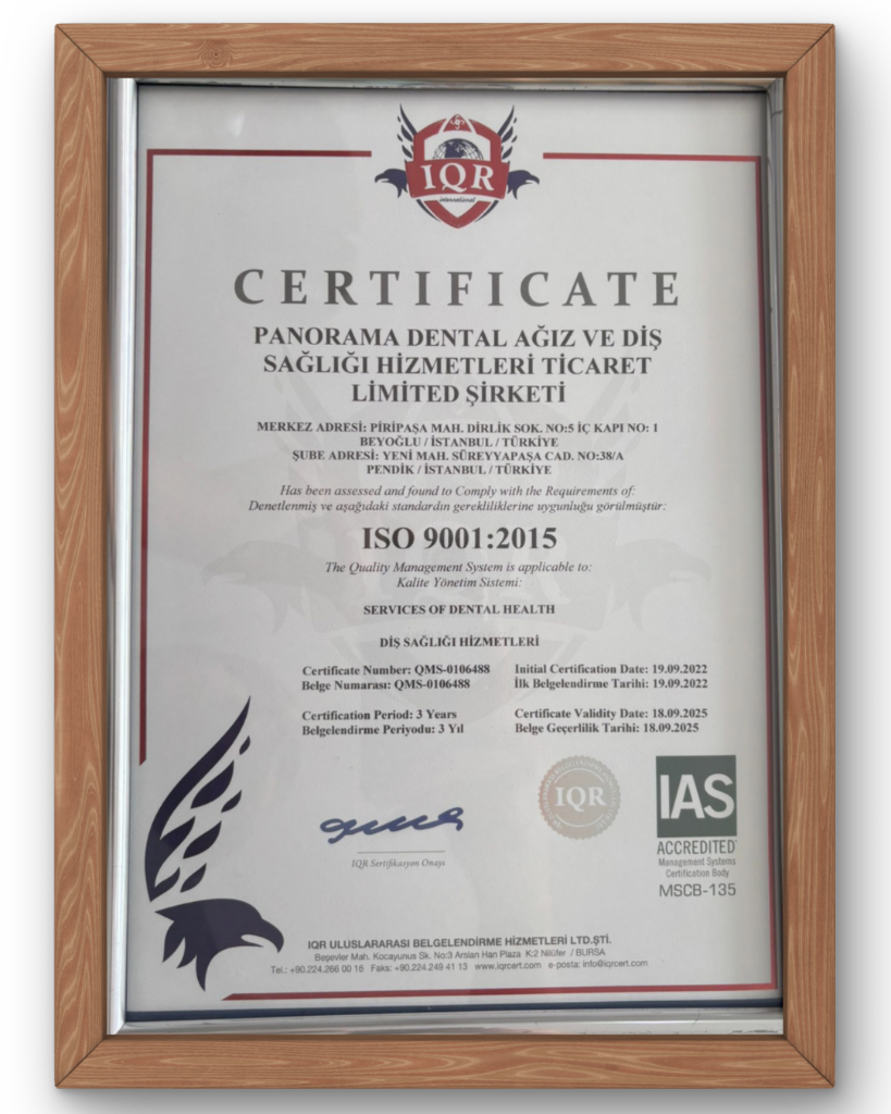 IQR ISO 9001:2015 Kalite Yönetim Sistemi Sertifikası