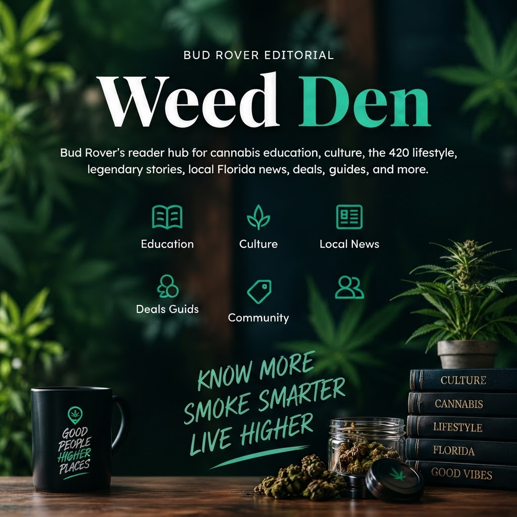 Weed Den — Bud Rover's New Jersey reader hub for cannabis education, culture, the 420 lifestyle, legendary stories, Atlantic City dispensary news, deals, and guides