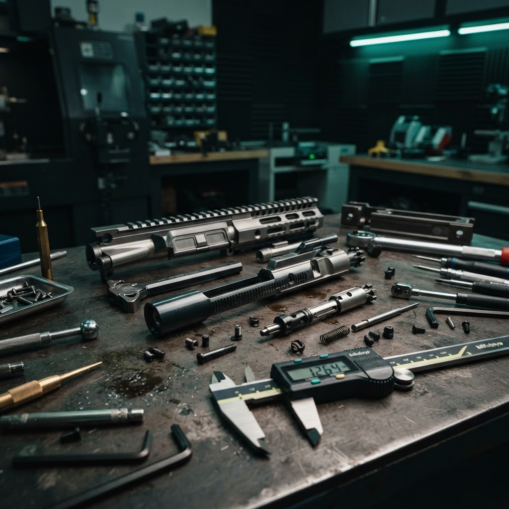 Precision machined firearms components
