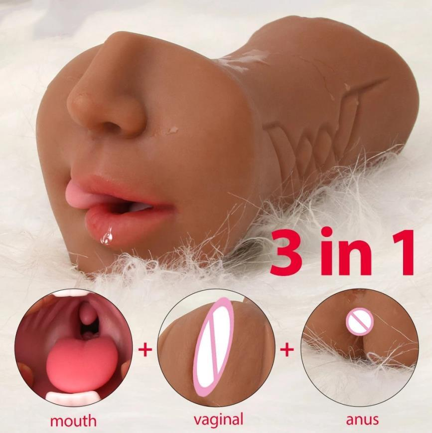 3 in 1 Male Masturbator Pocket Pussy Mouth Anal Sex Toy