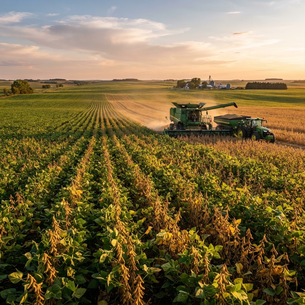 Soybean harvest field