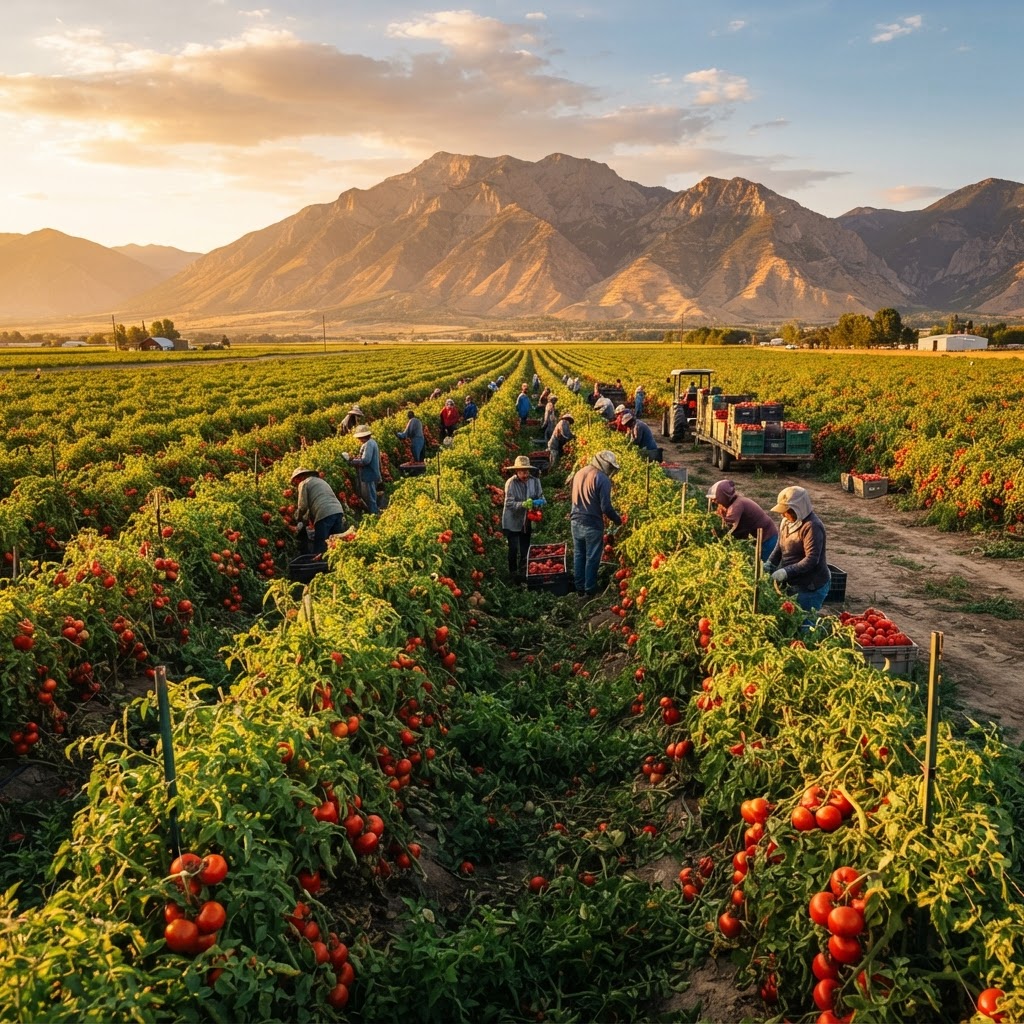 Tomato harvest field