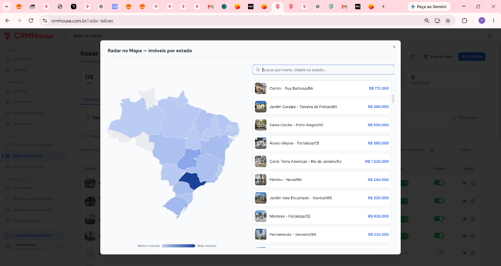 Radar no mapa por estado