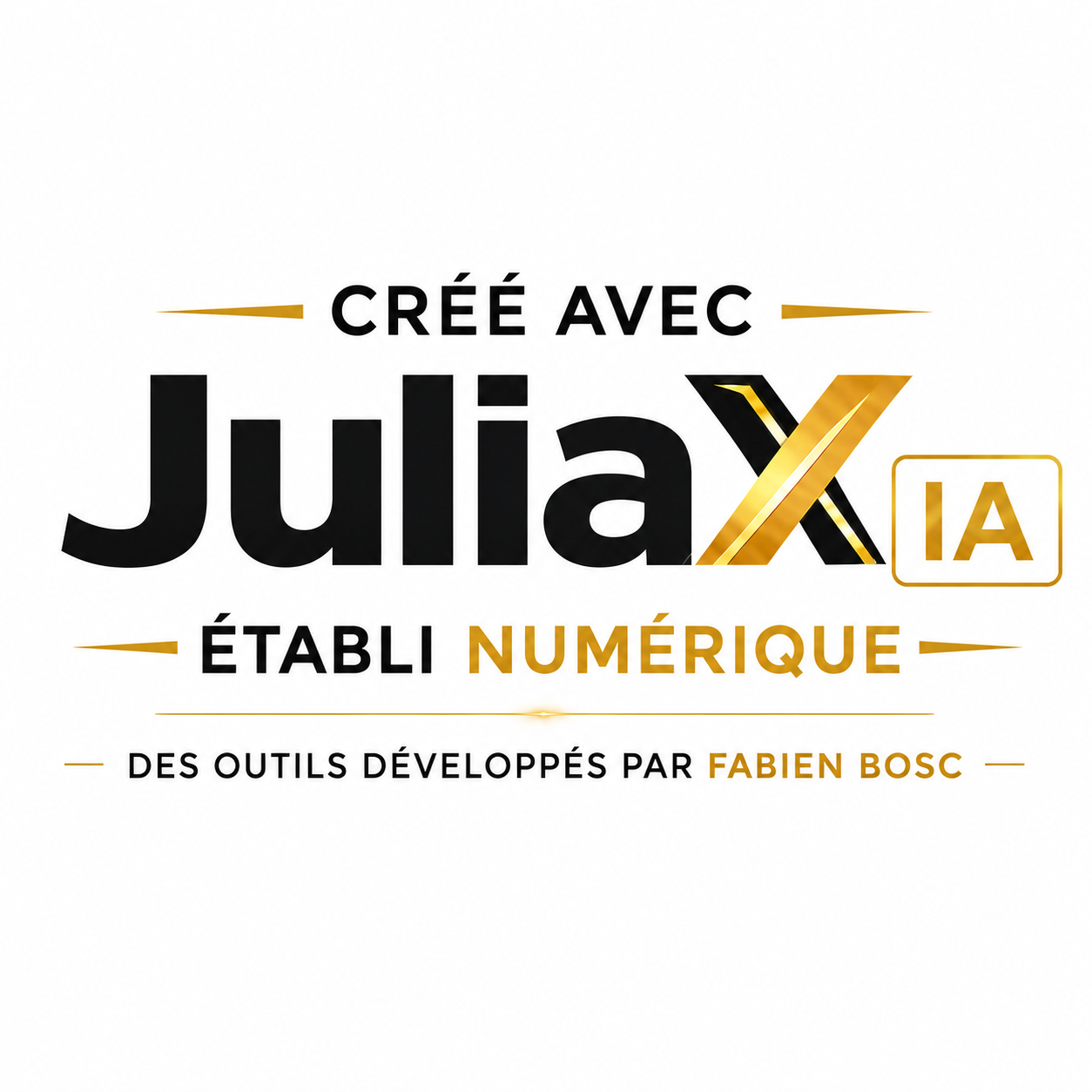 Logo officiel JuliaX IA — Créée avec JuliaX IA, Établi Numérique, Outils développés par Fabien Bosc