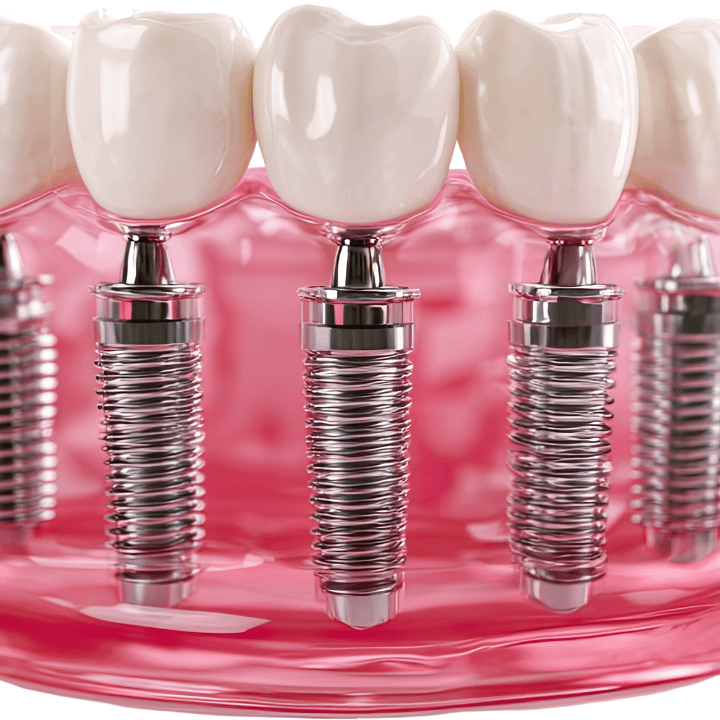 Full arch dental implants with transparent gum view