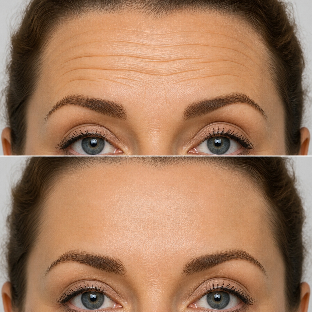 Before and after wrinkle-relaxing treatment