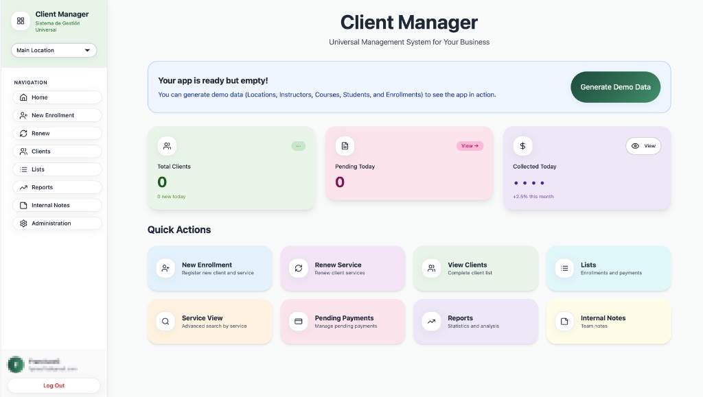 StudioHub dashboard