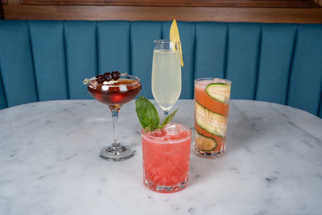 Signature craft cocktails at Society Cafe bar