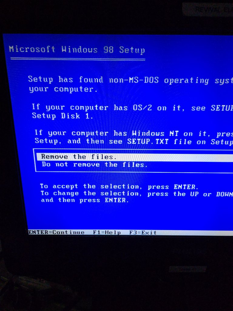 Windows 98 Setup — Custom OS Install