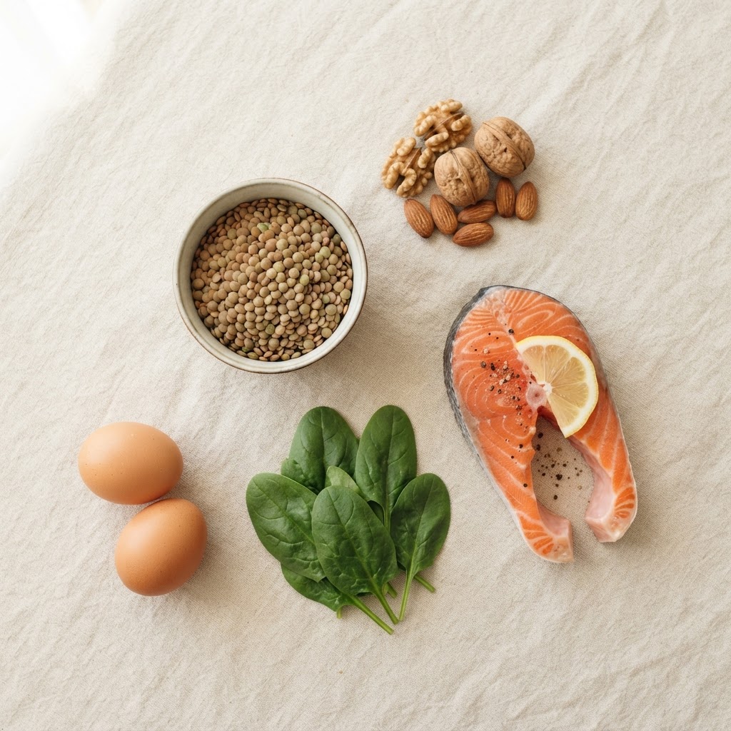 Nutrient-rich foods supporting hair health